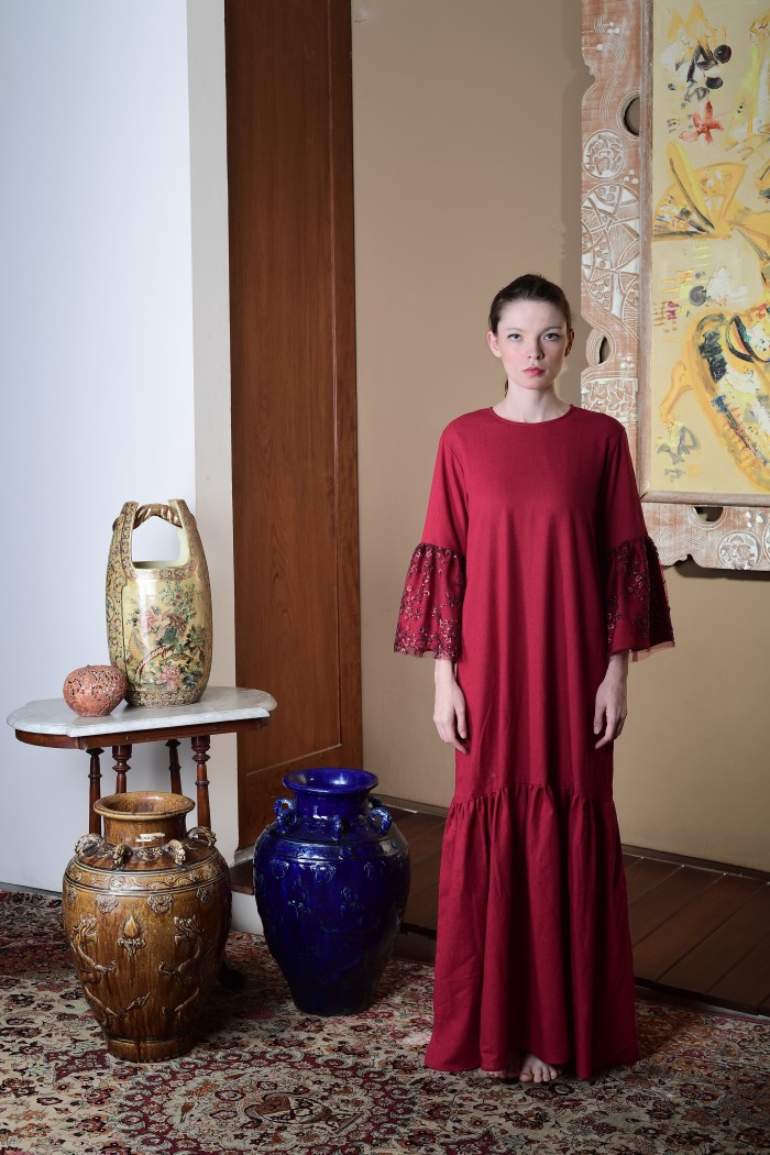 Happa x Olu - Long Dress Red Bell Dress