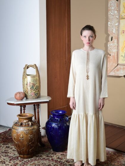 Happa x Olu - Long Dress Ivory Tassels