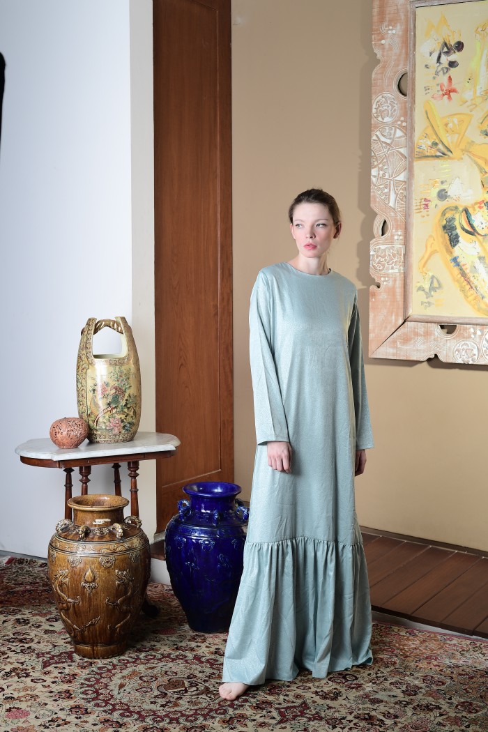 Happa x Olu - Long Dress Turqoise Embossed Dress