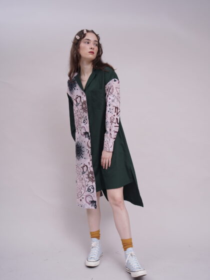 Astrology - Shirt Dress Celestial Green