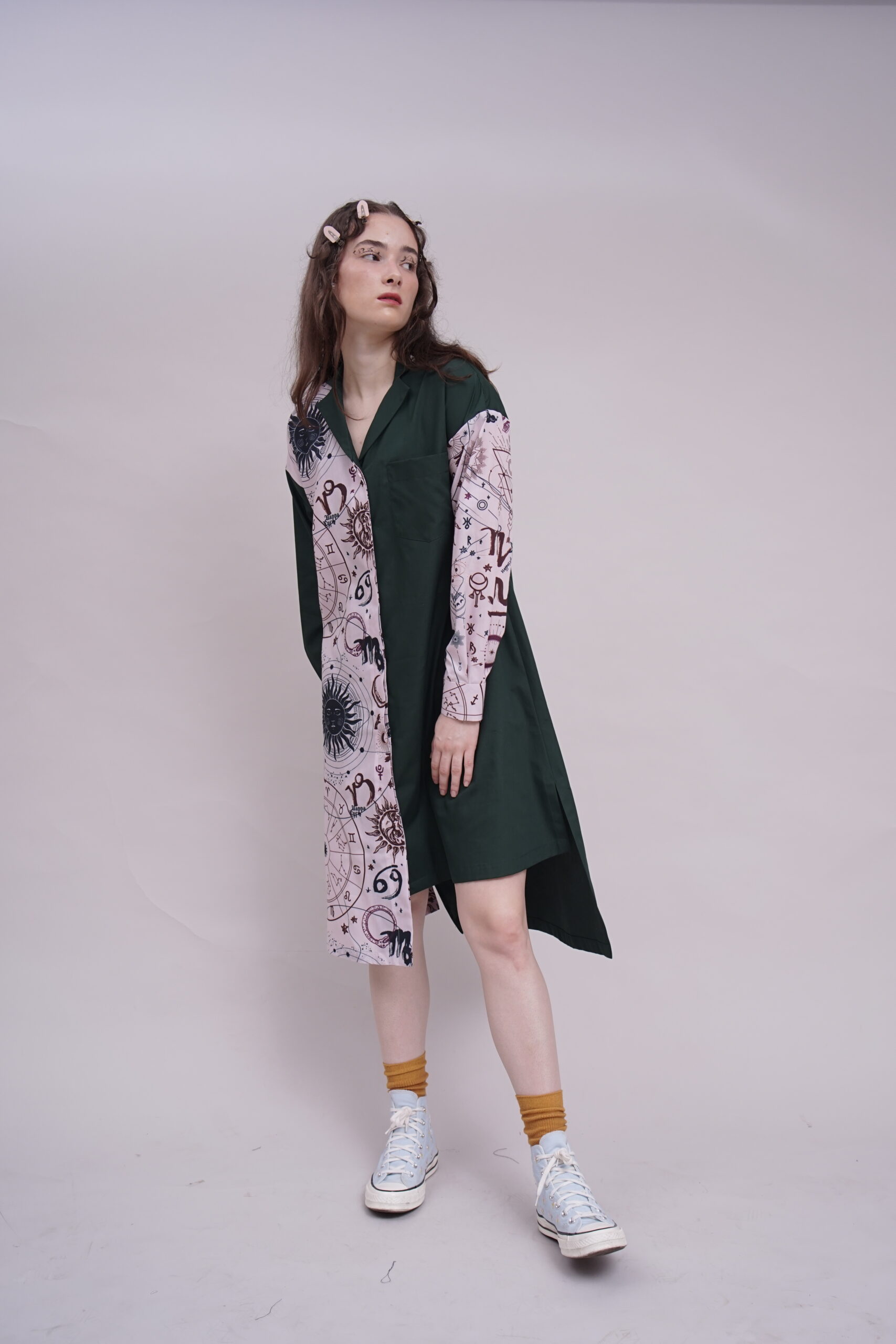 Astrology - Shirt Dress Celestial Green